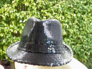 BEBE 2b hat CAP FEDORA black sequin  