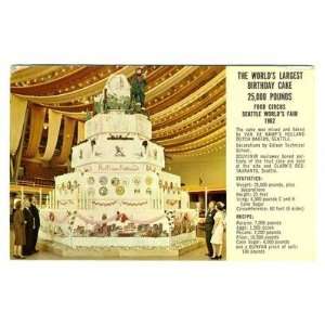  Worlds Largest Birthday Cake Postcard Seattle 1962 