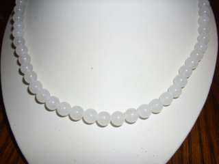 Genuine White Jade .925 Sterling Silver Necklace 20 in.  