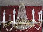 Vintage French Style   10 Branch Crystal Chandelier