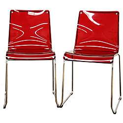 Lino Transparent Red Acrylic Dining Chairs (Set of 2)  