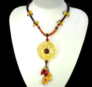 14x48mm Yellow Amber Necklace 20  