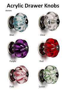 Acrylic Door / Drawer Knobs 6 Colours FREE UK DELIVERY  