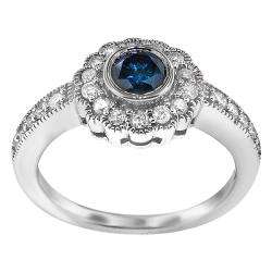 Sterling Silver 1ct TDW Blue/ White Diamond Vintage Ring (I1 I2 
