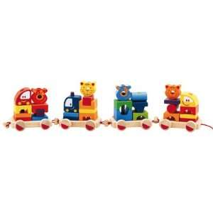   Crearoule 35 Piece Wooden Stacking Block and Train Set Toys & Games