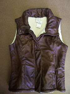   Fitch Womens Sherpa fur lined brown Jacket vest S $120 Medium  