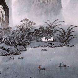   Lake Cottage Wall Art Scroll Painting (China)  
