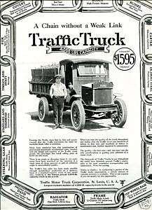 1920 TRAFFIC TRUCK 2 TON Motor TRUCK Ad. St. Louis, MO  