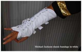 Michael Jackson MJ bandage bracer half finger gloves black white or 