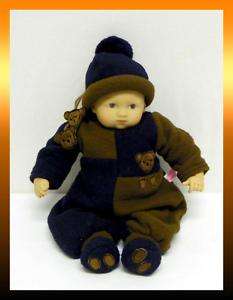 Gotz BABY BOY 13 Doll Wearing a Fleece TEDDY BEAR Suit GERMANY #465 