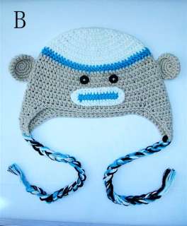Cute Gorgeous Baby Toddler Children Sock Monkey Ski Style Knit Hat 