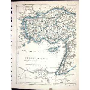   Lowry Antique Map 1853 Turkey Cyprus Mediterranean Sea