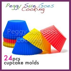 24 Silicone Round Cupcake Baking Cup Muffin Mold Liner BRY  