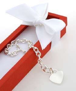   Sterling Silver 8 inch Heart Toggle Bracelet  