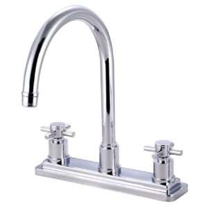   Twin Cross Handles 8 Inch Kitchen Faucet Less Sprayer, Polished Chrome