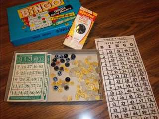 1948 Transogram Bingo Game Numbers Cards Shaker Box  