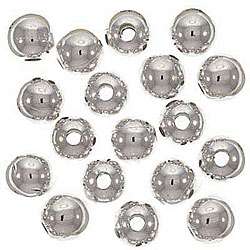 Silverplated 10 mm Large Hole Round Beads (Case of 25)  