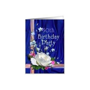  50th Birthday Party Invitation, White Rose Card Toys 