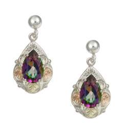 Silver and Black Hills Gold Mystic Fire Topaz Earrings  