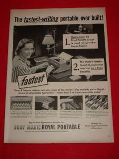 1950 Gray Magic Royal Portable Typewriter Ad  