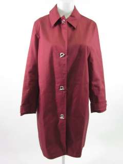 AUTH BURBERRY Maroon Long Toggle Button Jacket Sz L  