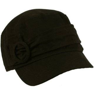   Military Cadet Castro Buckle Belt Floral Print Lined Hat Cap Black
