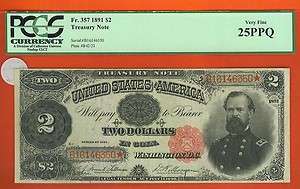 1891 LARGE U.S.Treasury Note **PCGS VF 25PPQ**   