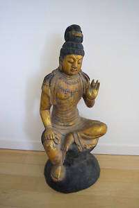Antique Hand Carved Wooden Buddha Statue  