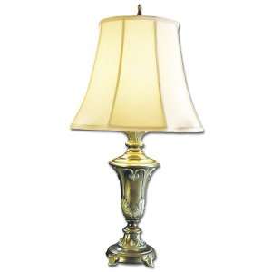  Classic bronze lamp with hand sewn shade in eggshell glow 