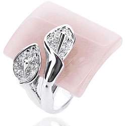 Adee Waiss Sterling Silver Rose quartz Calla Lily Ring  