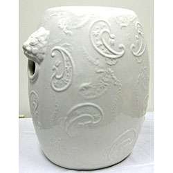 Dragon Head White Garden Ceramic Stool  
