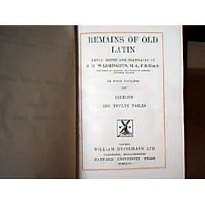  Remainsof Old Latin IV Archaic Inscriptions E H 