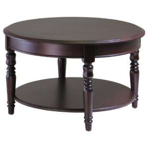  Whitman Round Coffee Table Carved Legs Cappuccino 