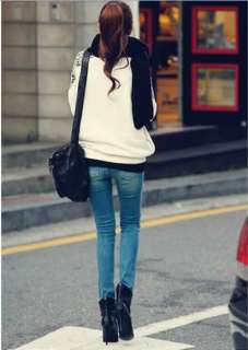 Korea 100% Cotton Plus Lace Raglan Sleeve Sweatshirt  
