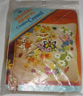 Vintage Erica Wilson Spring Garden Crewel Embroidery Pillow Kit  
