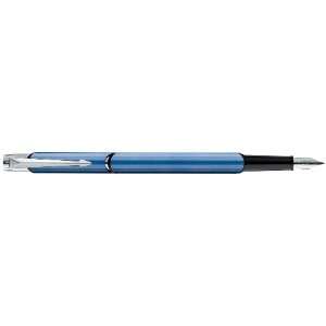  Parker   Facet Blue Fountain Pen, Chrome Trims, Steel 