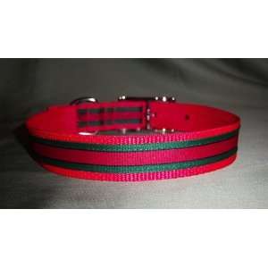    Dog Collar Fancy Red with Red Stripe Dog Collar