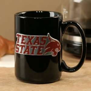  Texas State Bobcats Black 15oz. Pewter Logo Ceramic Mug 