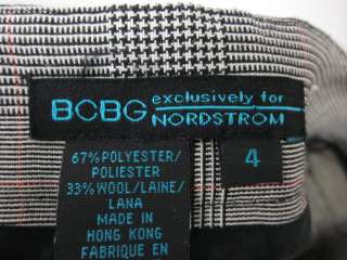 BCBG Black White Plaid Polyester Pants Slacks Sz 4  
