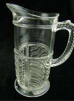 Antique EAPG Clear Glass Dot Handle Creamer Pitcher  