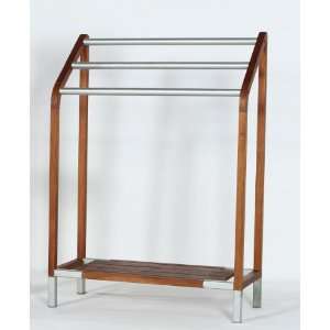  Large Solid Teak Towel Rack with Stainless Steel