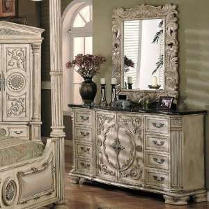  Romeo Dresser and Mirror Set in Whitewash