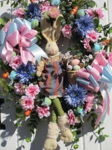   Cottontail Easter,Spring, Pastel,Bunny Eggs Floral Door Wreath  