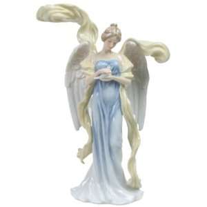   Porcelain Open Winged Angel Figurine Holding Dove