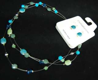 Croft & Barrow necklace and earring set blue/green  