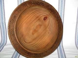 Antique Carved Wooden Bowl Plate w Legs  