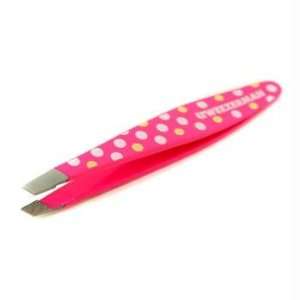   Slant Tweezer Hot for Dots   Neon Pink with Yellow and White Dots