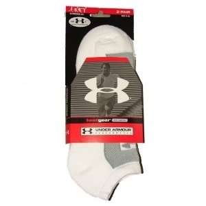   Armour Heat Gear White 2 Pair Lo Cut Socks (L)