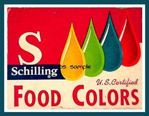 SCHILLING FOOD COLORS   Vintage Ad Fridge Magnet  