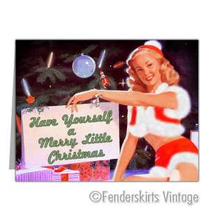 Vintage Repro Retro 1950s Pinup Girl Christmas Cards  